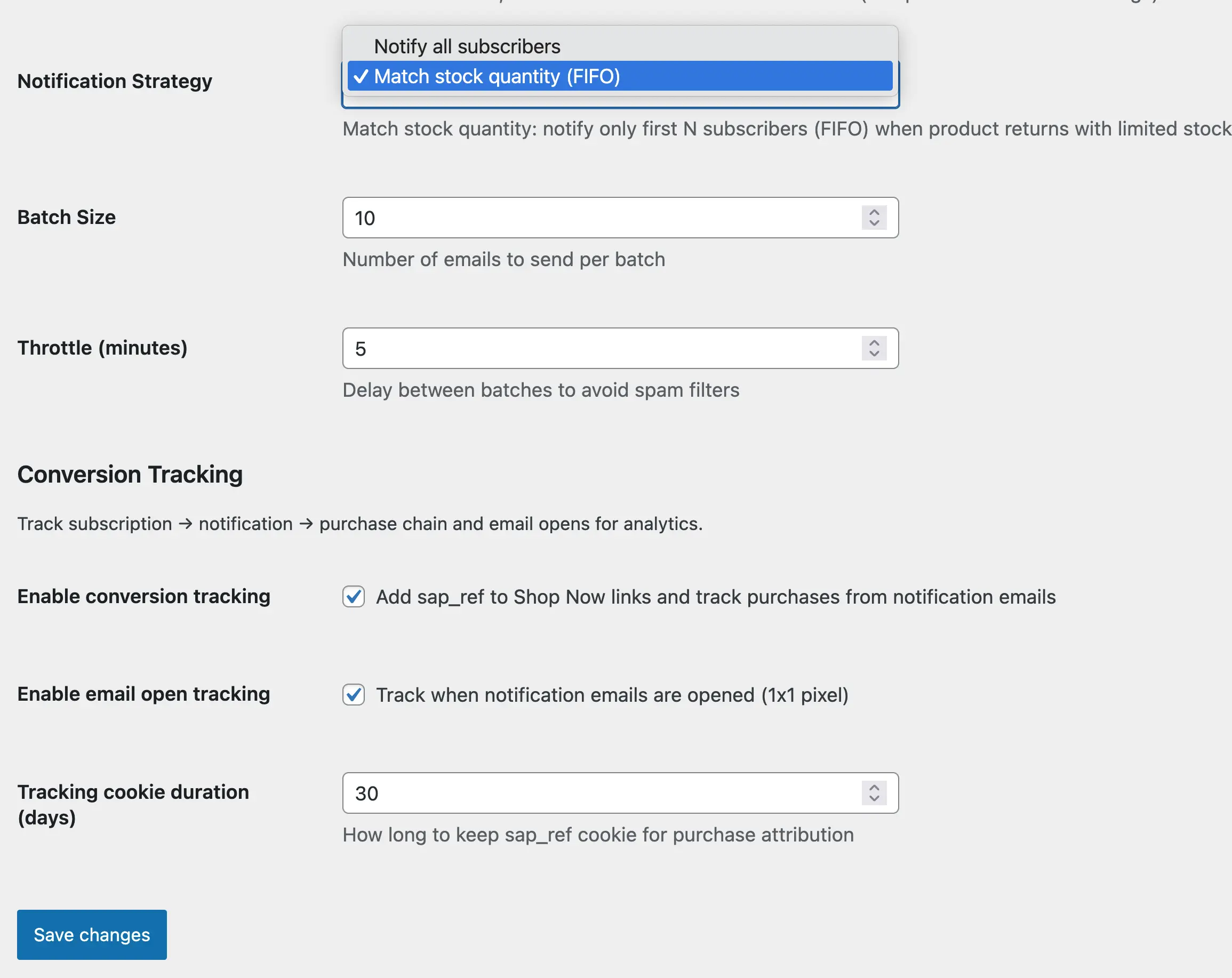 Notification settings
